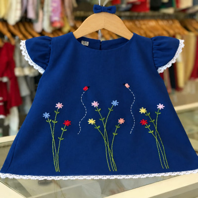 Floral Embroidered Baby Girl Cotton Dress