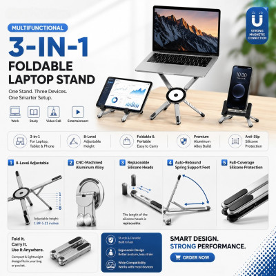 Multifunctional Foldable Aluminium Laptop Stand